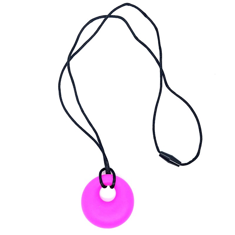 Round fuchsia silicone chewing pendant