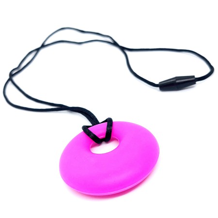 Round fuchsia silicone chewing pendant